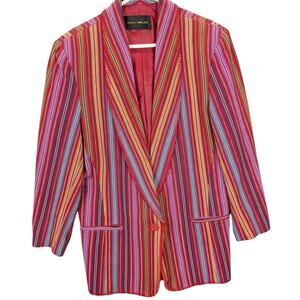 Harris/Wallace Blazer Womens Medium Rainbow Striped Cotton Made USA Lined
